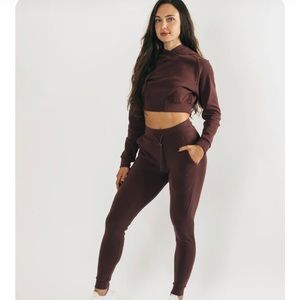 Alphalete set jogger and crop top (maroon) Small